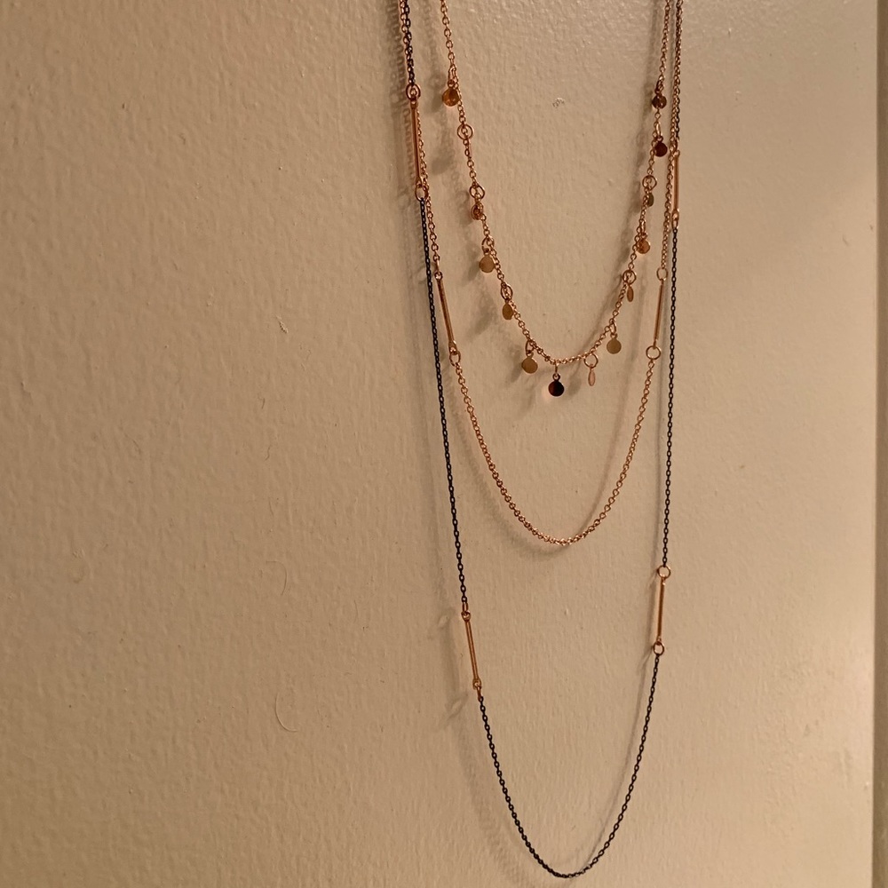 Layered necklace | Rose Gold & Charcoal colored